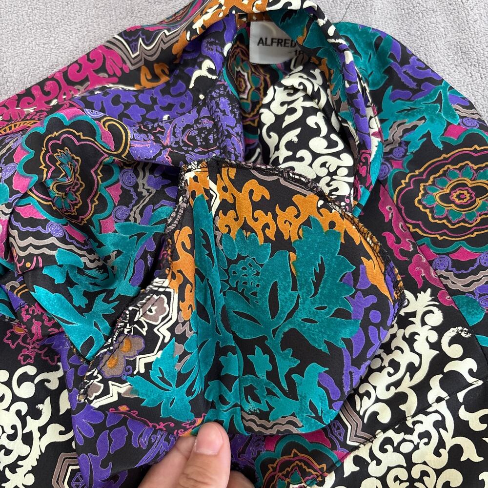 Alfred Dunner 18 Multicolor Abstract Blouse Button Up Artsy Maximalist Retro - Picture 7 of 10